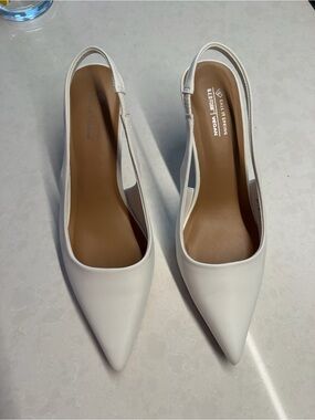 White bridal sling back kitten heel